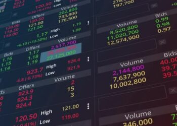VideoHive Stock market and Exchange and bid, offer, volume on display rapid change 43389561