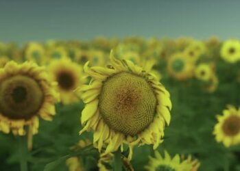 VideoHive Sunset Landscape at Sunflower Field 43426802