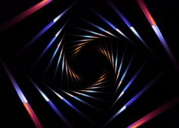 VideoHive abstract colorful twisted cube tunnel in dark background vj loop 43396293
