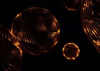 VideoHive abstract motion background many golden sphere in dark vj loop 43396224