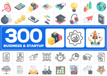 VideoHive 300 Icons Pack - Business & Startups 45655212