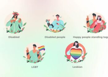 VideoHive Happy People Standing Together - Flat Concepts-Colorful 45021247