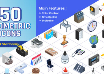 VideoHive Isometric Icons - Office Stationary 44834647
