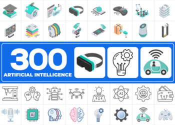 VideoHive 300 Icons Pack - Artificial Intelligence 45364492