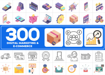 VideoHive 300 Icons Pack - Digital Marketing 46335430