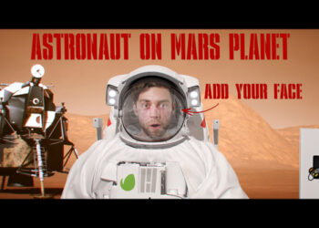 VideoHive Astronaut with Flag on the Mars Planet 25961632