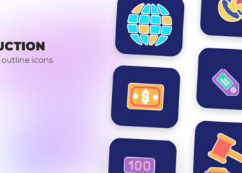 VideoHive Auction - Flat Outline Icons 45842795