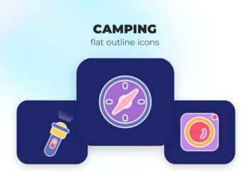 VideoHive Camping - Flat Outline Icons 45844141