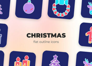 VideoHive Christmas - Flat Outline Icons 45844199