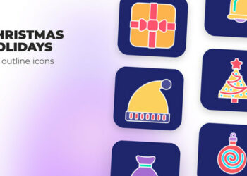 VideoHive Christmas Holidays - Flat Outline Icons 45844217