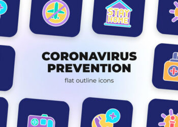 VideoHive Coronavirus Prevention - Flat Outline Icons 45844444