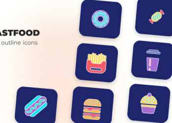 VideoHive Fastfood - Flat Outline Icons 45844634