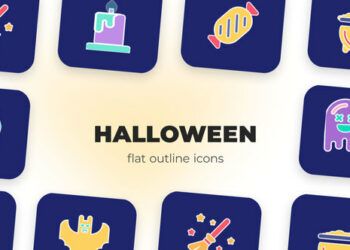 VideoHive Halloween - Flat Outline Icons 45844722