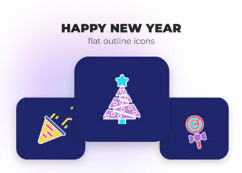 VideoHive Happy New Year - Flat Outline Icons 45844729