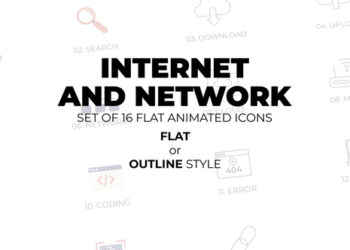 VideoHive Internet and network - Set of 16 Animated Icons Flat or Outline style 45361924