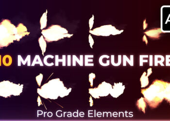 VideoHive Machine Guns Muzzle Flash Gunfire 45506227