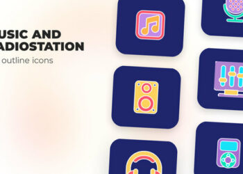 VideoHive Music and Radiostation - Flat Outline Icons 45844928