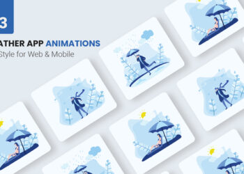 VideoHive Weather App Onboarding App Screens Animation - Flat Concept 45631389