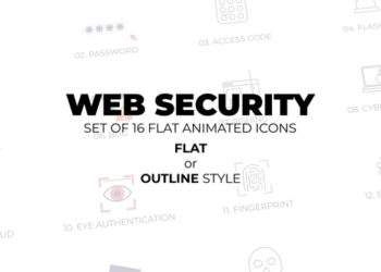 VideoHive Web Security - Set of 16 Animated Icons Flat or Outline style 45613215