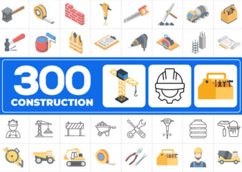 VideoHive 300 Icons Pack - Construction 45900347