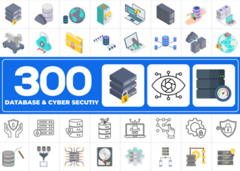 VideoHive 300 Icons Pack - Cyber Security 46132378