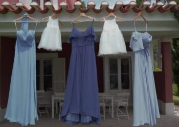 VideoHive Bridesmaids Evening Dresses Hanging on the House 43504059