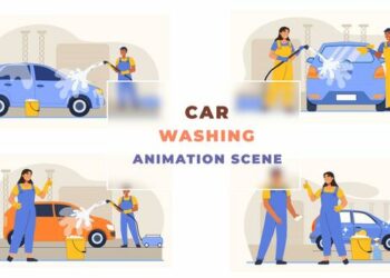 VideoHive Car Washing Animation Scene 43043633