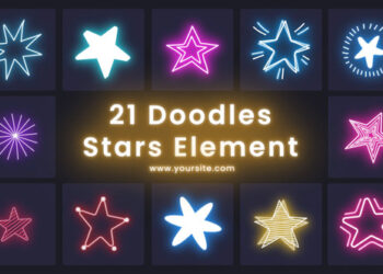 VideoHive Doodles Colorful Stars 21 Element Pack 43641700