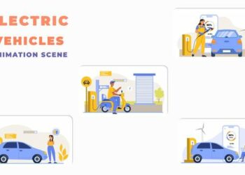 VideoHive Electric Vehicles Charging Pump Animation Scene 43785051