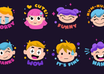 VideoHive Face Expressions Emoji stickers [After Effects] 46106356