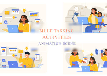 VideoHive Multi Tasking Hard Work Animation Scene 43066609