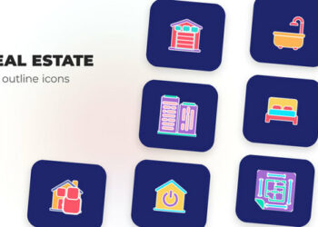 VideoHive Real Estate - Flat Outline Icons 45847877