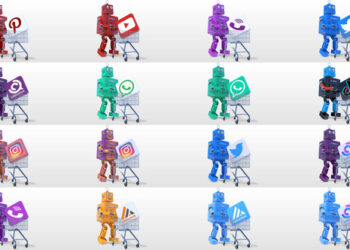 VideoHive Retro Cartoon Robot Shopping Logo Reveal Bundle 46105758