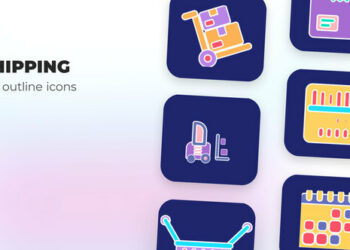 VideoHive Shipping - Flat Outline Icons 45848048