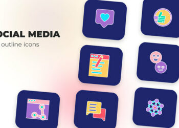 VideoHive Social Media - Flat Outline Icons 45848093
