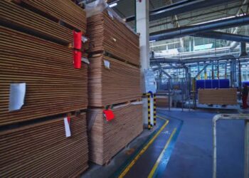 VideoHive Warehouse with variety of timber. 43136646