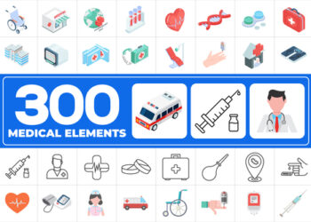 VideoHive 300 Icons Pack - Medical Elements 47092575