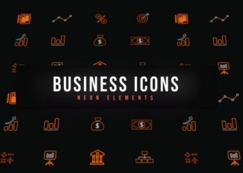 VideoHive Business Neon Icons 47154320