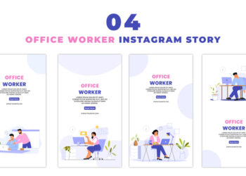 VideoHive Creative 2d Office Worker Flat Character Instagram Story 47395376