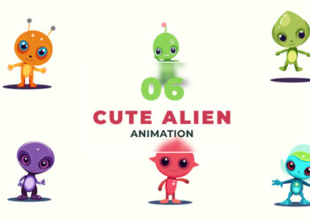 VideoHive Cute Aliens Flat Character Animation Scene 47389911