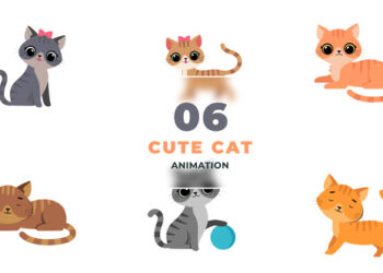VideoHive Cute Cats 2D Vector Animation Scene 47390217