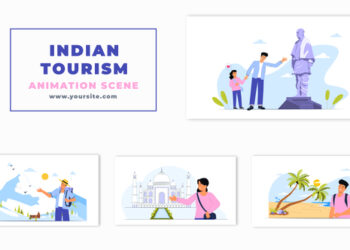 VideoHive Famous Indian Tourist Places and Visitors Character Animation Scene 47275389