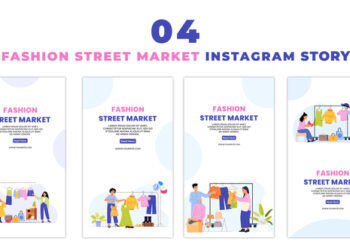 VideoHive Fashion Street Market 2d Flat Character Instagram Story 47395610