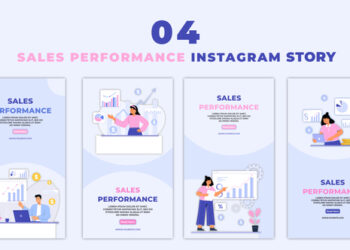 VideoHive Flat Character Analyzing Sales Performance on Dashboard Instagram Story 47390266