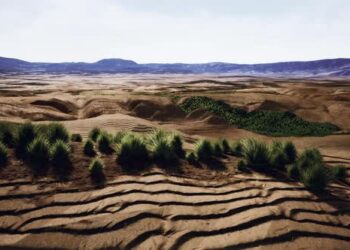 VideoHive Flat Desert with Bush and Grass 47581845
