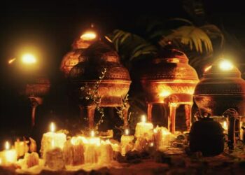 VideoHive Golden Altar with Candles at Night 47581781