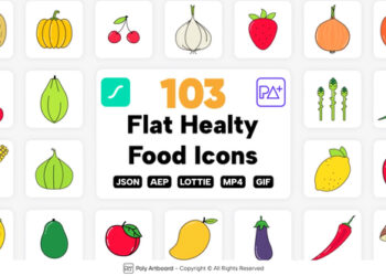 VideoHive Healthy Food Lottie Icons 46682756