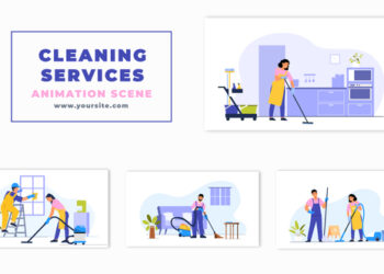 VideoHive Housekeeping Services Flat Characters Animation Scene 47275516