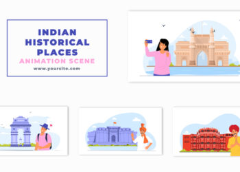 VideoHive Indian Historical Tour Places Vector Animation Scene 47278455