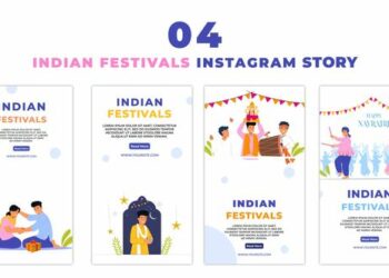 VideoHive Indian Traditional Festivals Flat Character Instagram Story 47440477